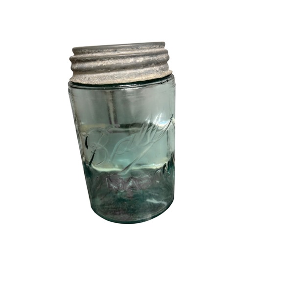 Ball Other - Vintage Ball Mason Jar Aqua Blue Glass Canning Jar with Lid Mold E Pint Size
